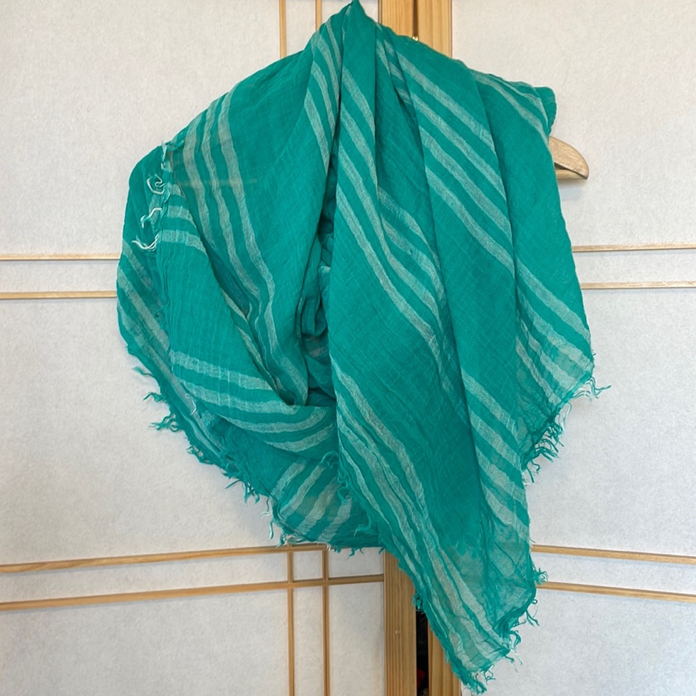 Turquoise Striped Linen Wrap